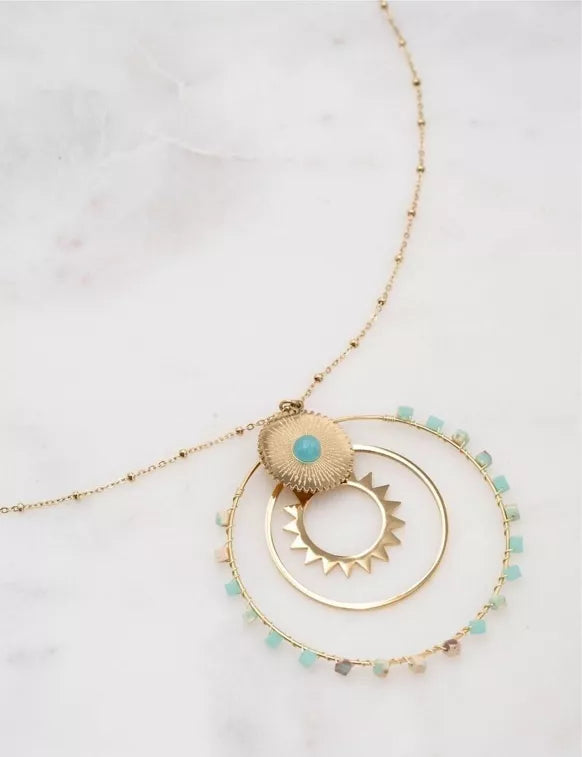 Sautoir acier inoxydable - Amazonite