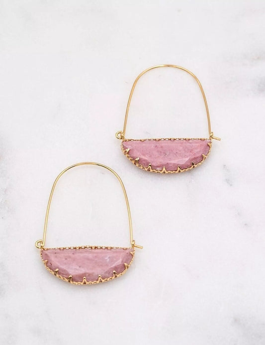 Boucles d'oreilles acier inoxydable et Rhodonite